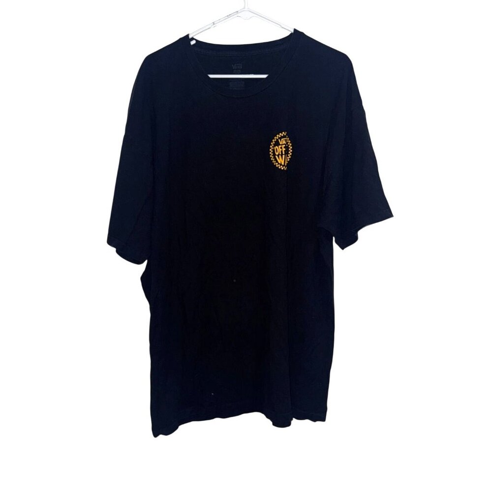 Vans Mens Black T-Shirt With Yellow "Off The Wall" Graphic Design